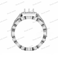Bague en argent sterling plaqué or 18 carats Semi Mount Trendy DIY Base Setting Bezel Stone Inlay avec 6*8mm Pear Empty Blank Mountain
