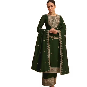 Las exportaciones indias Shree presentan traje Salwar de seda anarkali para mujeres con disponible de exportador y fabricante indio - Product Image 1