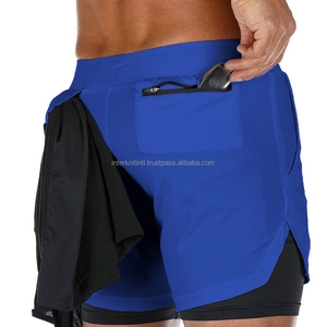 กางเกงวิ่งออกกำลังกายผู้ชาย 2 in 1 ผ้าฝ้าย 100% ระบายอากาศได้ดี แห้งเร็ว เหมาะสำหรับออกกำลังกายที่ยิม - Product Image 2