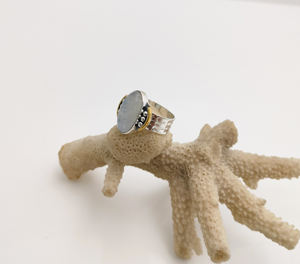 925ประดับเพชรรูปพระจันทร์สีรุ้งแหวนหมั้นวินเทจเงินสเตอร์ลิงเครื่องประดับอัญมณีทรงรีสำหรับงานเลี้ยงแต่งงาน - Product Image 3