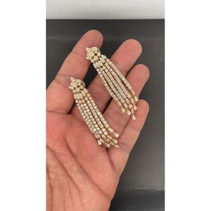 Boucles d'oreilles en diamant naturel taille brillant véritable, or 14 carats, certifiées IGI, bijoux élégants pour mariée - Product Image 4