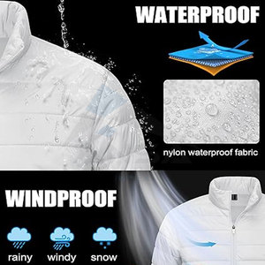 Chaqueta acolchada ligera y transpirable para hombre, abrigo de invierno repelente al agua a prueba de viento aislado, cuello levantado, 2 bolsillos laterales - Product Image 4