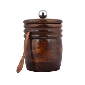 Contenedor de comida de madera Sheesham decorativo, tarro de almacenamiento económico para viajes, hogar, hecho a mano, tapa abatible de gran capacidad - Product Image 1