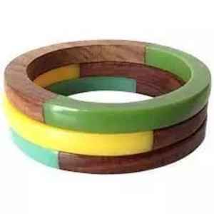 Most Stylish Wooden Resin <b>Bangle</b> <b>Set</b> Heart Cut Trendy Women's Bracelet <b>Bangles</b> Round Handmade Fashion Trending Jewellery - Product Image 2