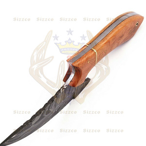 Magnifique couteau Skinner de camping à lame fixe en acier damas fait à la main avec manche en bois supporté par OEM - Product Image 4