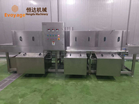 Machine de lavage industrielle continue de type tunnel pour paniers, boîtes, palettes, plateaux et caisses en plastique, utilisable par une seule personne