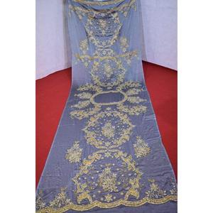 Tela de seda pura de la mejor calidad 100 por ciento con trabajo de cuentas a mano Dirac nupcial somalí para vestidos de boda y FIESTA DE LA India - Product Image 3