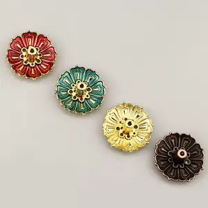 Ensemble de 4 brûleurs d'encens en laiton colorés - Décoration religieuse pour la maison/le bureau, encens indien, forme personnalisable - Product Image 2