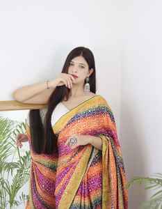 Dernier concepteur Badhani imprimé Sari avec Rich Pallu Robe en rayonne de haute qualité pour adultes pour la fête comprend Salwar Lehenga Choli - Product Image 4