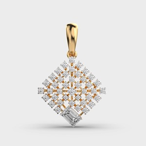 IGI Certified Lab Grown Diamond Snowflake <b>Cluster</b> Pendant with Emerald Cut Drop in 9K Yellow / Rose & White Gold - Product Image 5