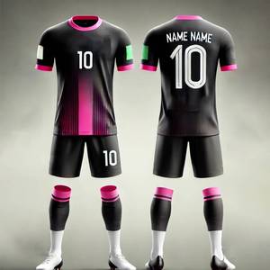 Maillot de sports d'été personnalisé pour hommes polyester respirant col en V ensemble complet d'uniformes de football OEM kits de football d'été pour adultes - Product Image 2