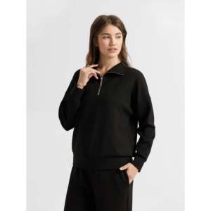 Sudadera con capucha de punto elegante para mujer, con media cremallera, estampada, lavada, con cuentas, informal, para estar en casa o descansar - Product Image 3