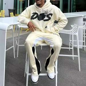 Fabricante personalizado hombres pulóver Sudadera con capucha conjunto de moda de alta calidad ropa de calle 100% algodón Casual invierno bolsillo - Product Image 4