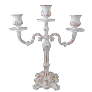 Bougeoir en métal à 3 bras pour décoration de mariage, porte-bougie à patine grise pour décoration de mariage, fait à la main en vrac - Product Image 2