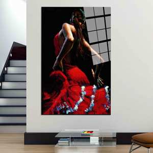 Impression sur toile de danseuse de flamenco : élégante décoration d'intérieur espagnole, art sur verre trempé - Product Image 1