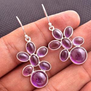 Meilleur Design Boucles d'Oreilles Améthyste Gemme 925 Boucles d'Oreilles en Argent Sterling Massif pour Femmes et Filles Boucles d'Oreilles Dangle Bijoux en Argent - Product Image 2