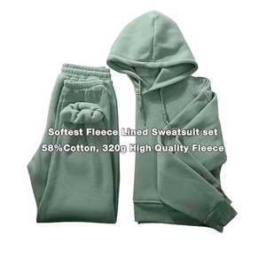 Chándal moderno de invierno para mujer, Sudadera con capucha de tela suave polar y pantalones para correr, ropa deportiva para entrenamiento de gimnasio, proveedor OEM ODM - Product Image 6