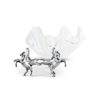 Bol en verre de service aux fruits et au pop-corn écologique avec support à cheval en métal grande capacité décoration de centre de table pour maison et hôtel