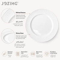 Assiette à dîner en céramique blanche JOZING 10,4 pouces, texture croisée diamantée, bord gaufré, liquidation directe usine, vaisselle de mariage