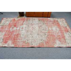 Turkish Rug, 4.2x8.1 ft Vintage Rug, <b>Red</b> White Moroccan <b>Wool</b> Rug - Product Image 3
