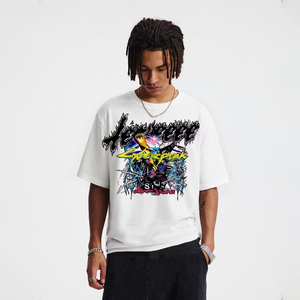 Camiseta Hipoalergénica con Estampado Personalizado OEM/ODM, Estilo Urbano con Hombros Caídos, para la Vida Universitaria y la Moda Estudiantil - Product Image 1