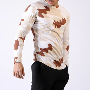 T-shirt pour homme à manches longues 100% coton, séchage rapide, col rond, avec impression par sublimation, tissu tricoté, livraison directe d'usine - Product Image 2