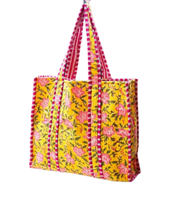 ATITHI ART Custom Printed 100% Cotton Quilted Tote <b>Bag</b> with Zipper Closure and Shoulder Strap-Reusable Eco-friendly <b>Shopping</b> <b>Bag</b> - Product Image 2