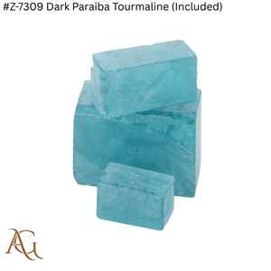 Nano Diamante en Bruto Cultivado en Laboratorio # Turmalina Paraiba Oscura Z 7309 (Incluida), Gema de Color Azul Neón, Sintética, Simulada, Creada en Laboratorio, Nanosital - Product Image 1
