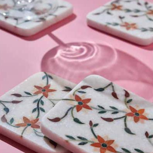 High Premium Handcrafted <b>Ceramic</b> Marble <b>Coaster</b> Set Luxury Eco-Friendly Acrylic Mat Inlay Work Economical Price Guaranteed for - Product Image 3