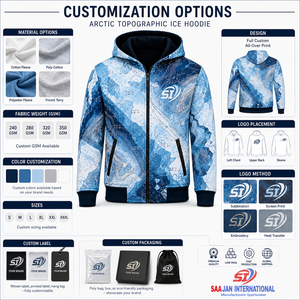 Vente en gros de sweats à capuche personnalisés avec fermeture éclair, imprimés sur toute la surface, en polaire, style streetwear, avec logo OEM ODM, fournisseur de vestes d'hiver topographiques arctiques - Product Image 4