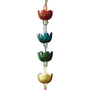 Chaîne de pluie décorative en forme de tulipe avec chaîne de pluie suspendue en métal couleur cuivre Décoration de la maison et du jardin Chaîne de pluie faite à la main - Product Image 5