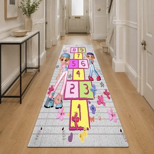 Tapis RUGS DEPOT LXDP-0788 – Tapis ethnique multicolore neutre Kilim imprimé numériquement, lavable en machine, en chenille, antidérapant – Vente en gros - Product Image 5