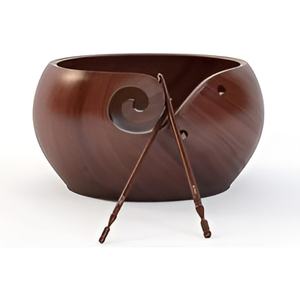Cuenco de hilo de madera de Mango de bajo precio, cuenco de ganchillo de diseño único de madera grande para soporte de hilo, ganchillo de punto para Decoración - Product Image 2