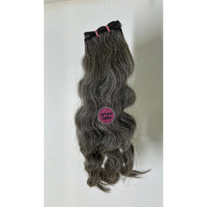 Extensions de cheveux humains ondulés double trame, sel et poivre, 100% cheveux indiens vierges Remy, cuticules alignées, sans nœuds, sans perte - Product Image 2