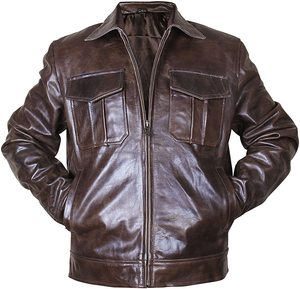 Chaquetas de Cuero Genuino de Alta Calidad para Hombre, Cálidas, Transpirables, Resistentes al Viento, Ecológicas, de Talla Grande, Estilo Vintage, con Cuello Mao - Product Image 1