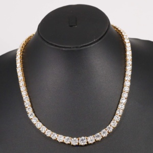 Collar de tenis de oro amarillo de 14kt para mujer VVS Clarity Diamond con moissanita para compromiso de boda o regalo - Product Image 1