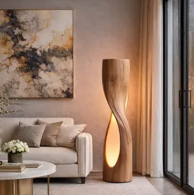 Lampadaire en bois géométrique (design sculptural) - Product Image 6