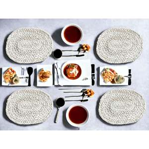 Sets de table ovales naturels tressés à la main, durables et élégants, réutilisables et jetables, lot de 4 pièces pour la maison - Product Image 2