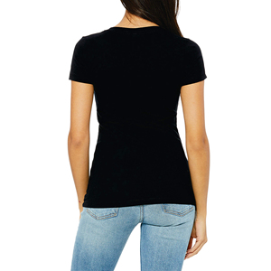 B2B, venta al por mayor, camisetas con cuello en V para mujer, camisetas de tela suave de alta calidad, camisetas transpirables lisas y estampadas con cuello en V para mujer - Product Image 3