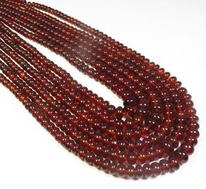 Magnifiques perles de grenat hessonite rouge naturel, forme ronde lisse, 5-8,5 mm, collier de 18 pouces, perles en vrac pour la fabrication de bijoux, pierres précieuses de haute qualité - Product Image 4