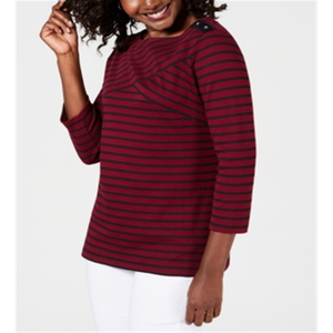 Top Crossover Floreale Vintage da Donna Karen Scott, Rosso Taglia XL, in Chiffon Lavorato a Maglia, Lungo/Corto per Primavera Autunno - Product Image 1