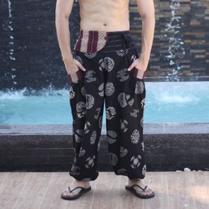 Pantalon à poches surdimensionnées de style Naga pour hommes, coupe ample, design traditionnel, toile légère et confortable, taille élastique pour tous les jours - Product Image 1