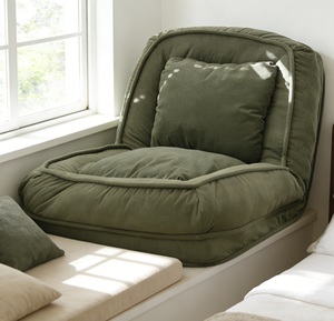 โซฟาพื้นยอดนิยม โซฟาผ้าฝ้ายนุ่มฟู โซฟาพักผ่อนสีเขียวมะกอก โซฟาสำหรับห้องทำงานหรือระเบียง - Product Image 6