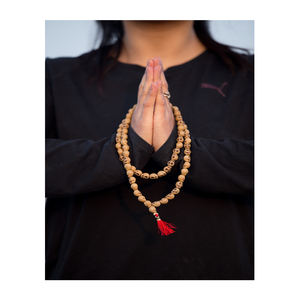 Cuentas de Tulsi Rudraksh Budistas Naturales Indias al por Mayor, Talladas, Ecológicas, de Piedra de Juego, para Jaap Mala - Product Image 5