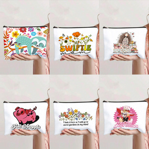 Sac à cosmétiques pour femmes en toile imprimée de dessins animés, grande capacité pour organiser les articles de toilette, sac à main - Product Image 1