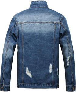 Veste en jean pour hommes, broderie de détresse, design personnalisable, matériau en coton respirant, cousu à la machine pour le printemps - Product Image 3