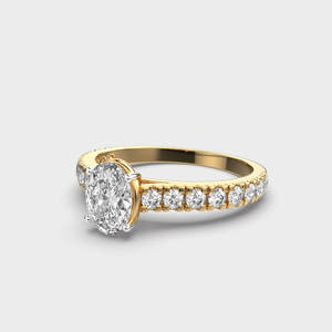 Anillo de compromiso de solitario de oro sólido de 14 quilates para mujer, joyería romántica de media eternidad con diamantes cultivados en laboratorio de corte ovalado para boda - Product Image 2
