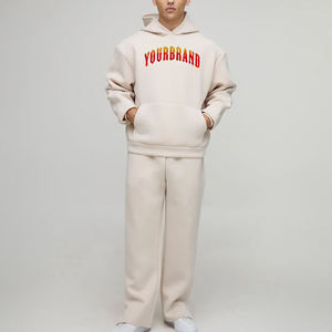 Nuevo chándal de poliéster 2025 100% para hombre, logotipo impreso DTF personalizado, jersey de color sólido de peso pesado, conjunto para correr para hombre - Product Image 4