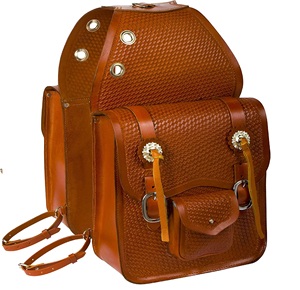 Cuero de vaca genuino Western Equestrian Trail Tack Herramientas Tallado Caballo Sillín Bolsa Tooled Tallado Paquete Equipo Caballo Sillín - Product Image 1
