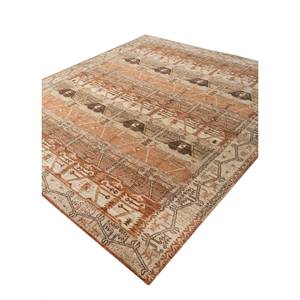 พรมขนสัตว์ถักมือสีเบจและสีน้ำตาล รุ่น Lnr-3112 ลายเรขาคณิต รูปทรงสี่เหลี่ยมผืนผ้า สำหรับตกแต่งบ้าน ห้องนั่งเล่น หรือใช้ในทางเดิน - Product Image 2